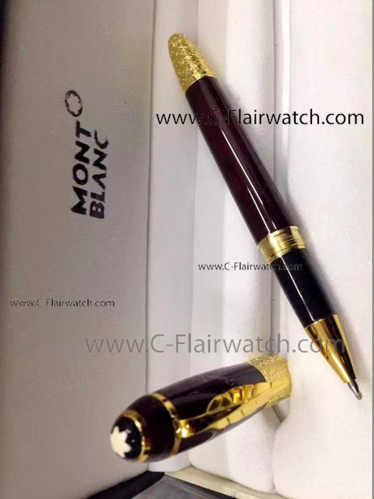 Copy Mont blanc Daniel Defoe Red Gold Fineliner Pen For Sale